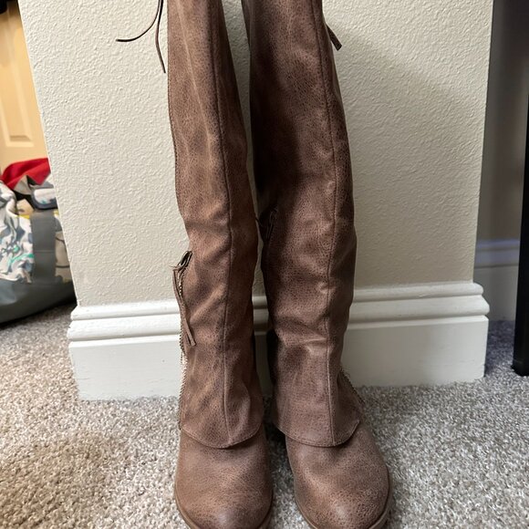 Not Rated Foldover Boots Brown & Lace - Picture 2 of 8